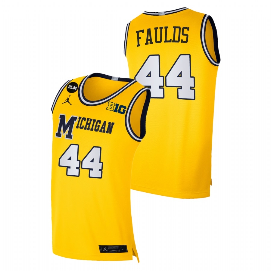 Michigan Wolverines Men's NCAA Jaron Faulds #44 Yellow Equality 2021 Limited BLM Social Justice College Basketball Jersey VKU5549BP